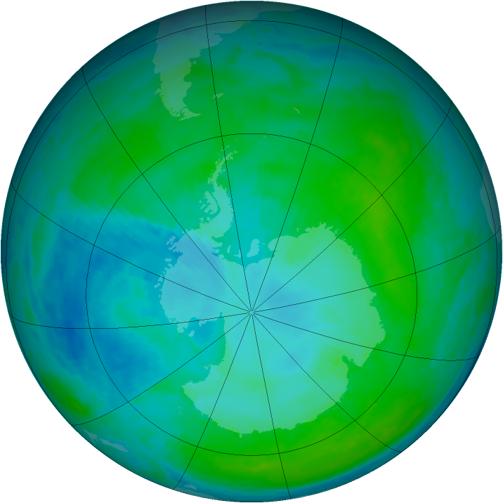 Antarctic ozone map for 28 January 1993
